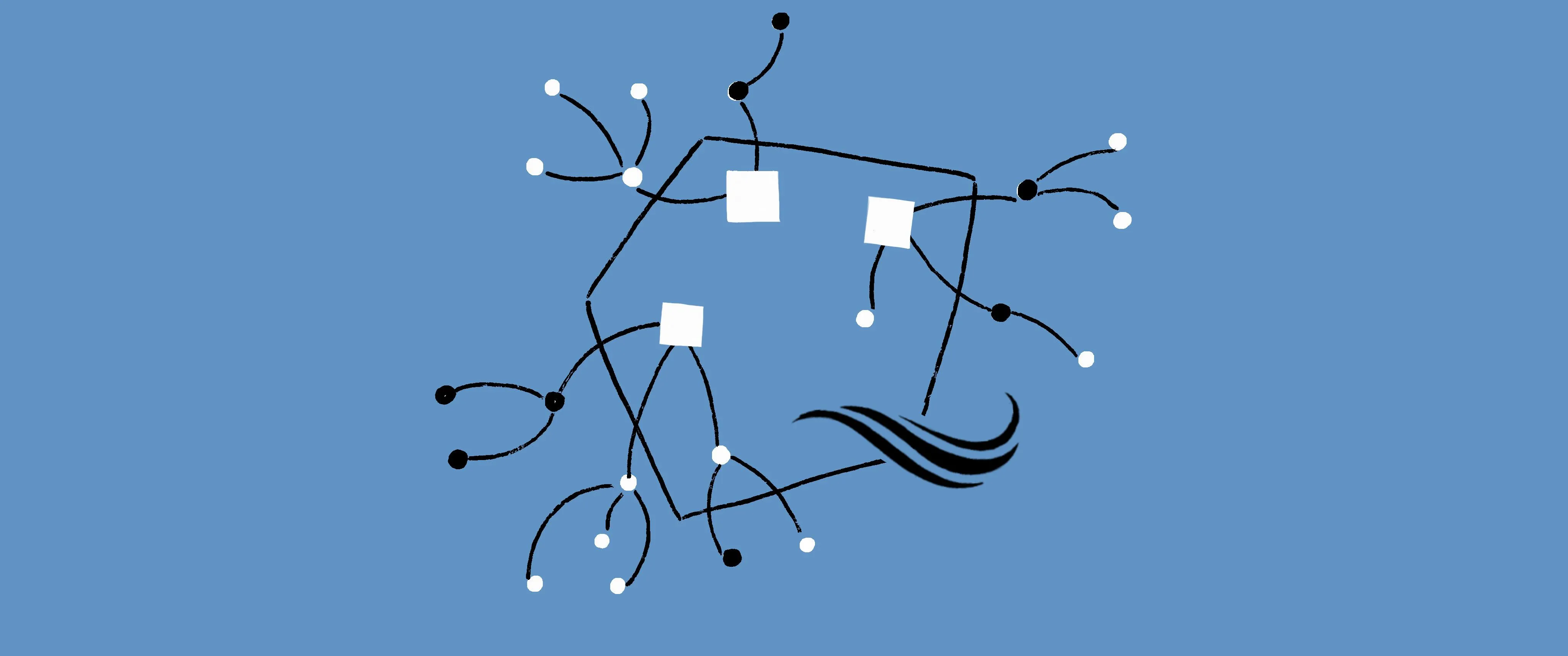 Abstract map of connected signals and evidence